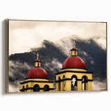 Framed canvas of a vintage-style Oaxaca landscape, featuring muted earth tones, ideal for bedroom wall art.