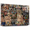 Large abstract wall art of Yucatan scenery in muted earth tones on acrylic glass, ideal for bedroom or dining room decor.