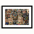 Extra large abstract art print of Yucatan scenery in vibrant, textured colors on a black framed canvas.