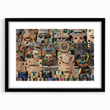 Extra large abstract art print of Yucatan scenery in vibrant, textured colors on a black framed canvas.