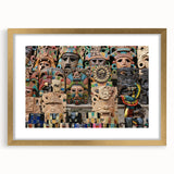 Extra large abstract art print featuring textured scenery of Yucatan in gold frame, suited for living room decor.