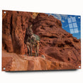Acrylic print of a Middle Eastern landscape in muted earth tones, ideal for dining room decor.