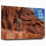 Acrylic print of a Middle Eastern landscape in muted earth tones, ideal for dining room decor.