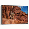 Black and white landscape art painting of Middle Eastern scenery on framed canvas, ideal for bedroom decor.