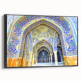 Black and white vintage poster art of an Iranian landscape on framed canvas, ideal for bedroom wall decor.