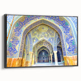 Black and white vintage poster art of an Iranian landscape on framed canvas, ideal for bedroom wall decor.