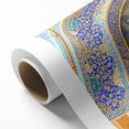 Art Deco poster of a Middle Eastern landscape in muted earth tones on rolled canvas.