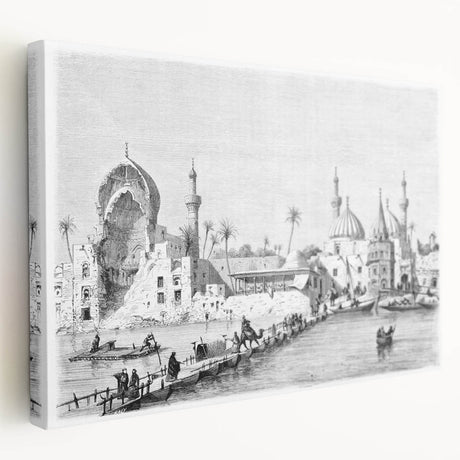 Large canvas depicting a Middle Eastern landscape in earthy tones, suitable for kitchen wall art.