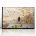 Large abstract wall art depicting Jerusalem skyline in muted earth tones on a framed acrylic.