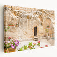Jerusalem skyline in muted earth tones on a large stretched canvas, suitable for kitchen wall art.