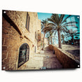 Acrylic print of Tel Aviv skyline in muted earth tones, suitable for bedroom or dining room decor.