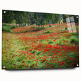 Acrylic glass print of a Middle Eastern scenery with earthy tones and abstract elements, suitable for dining room decor.