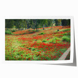 Extra large rolled print of a Middle Eastern scenery with vibrant floral motifs, perfect for dining room wall art.