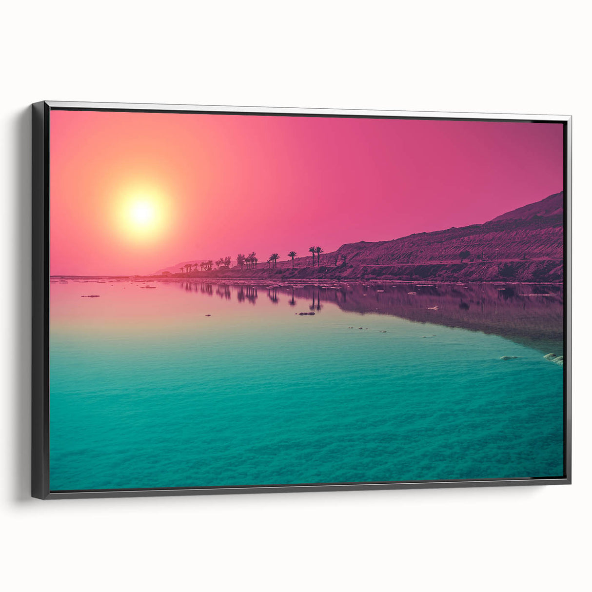 Black and white landscape painting of Jordan on framed canvas, ideal for bedroom wall decor.