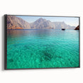 Black and white landscape art painting of Oman scenery on framed canvas, suitable for bedroom wall decor.