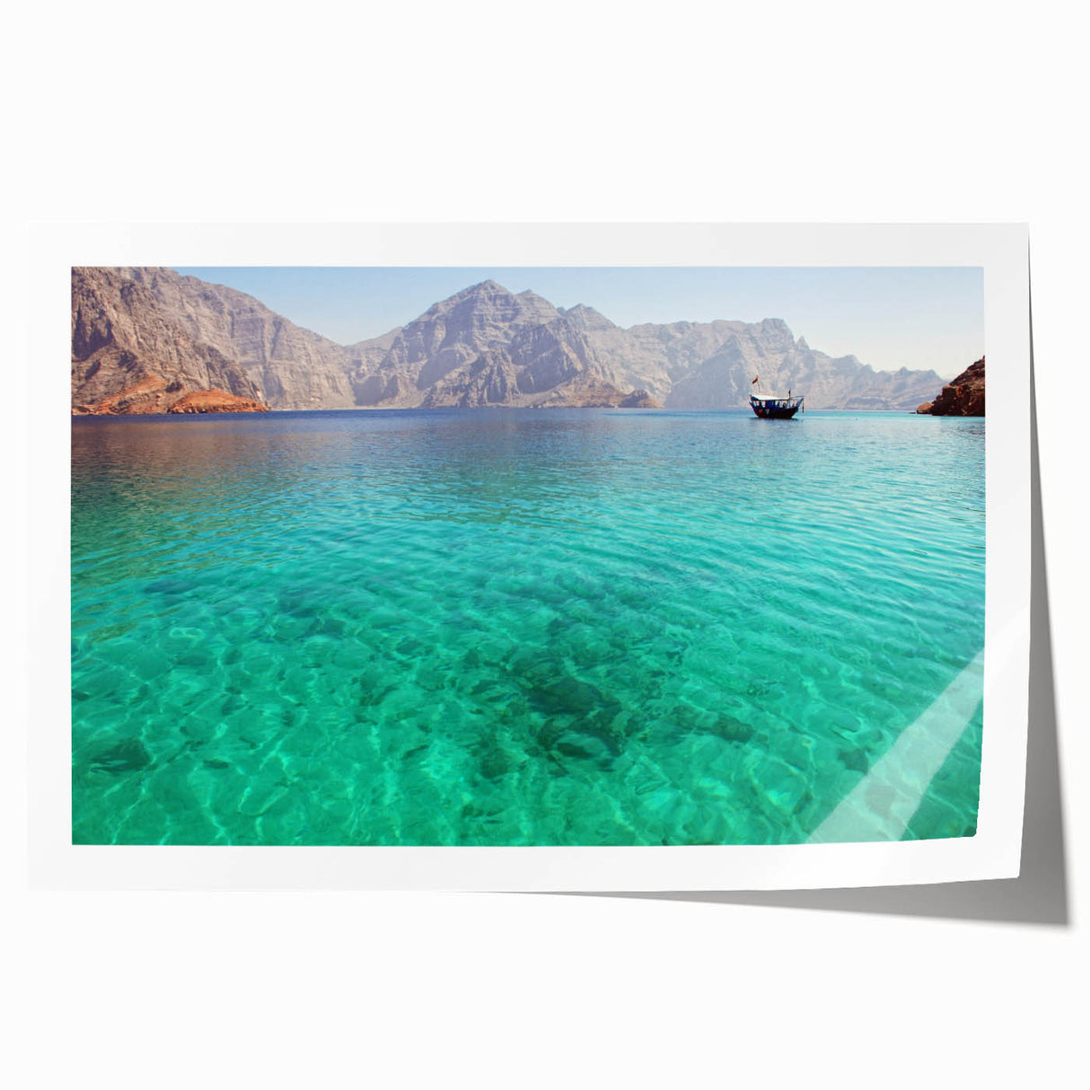Extra large rolled print of an Omani landscape with vibrant colors and floral elements, ideal for art wall dining room.