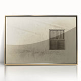 Acrylic print of a Qatar cityscape in gold and bronze tones, framed, ideal for modern art wall decor.