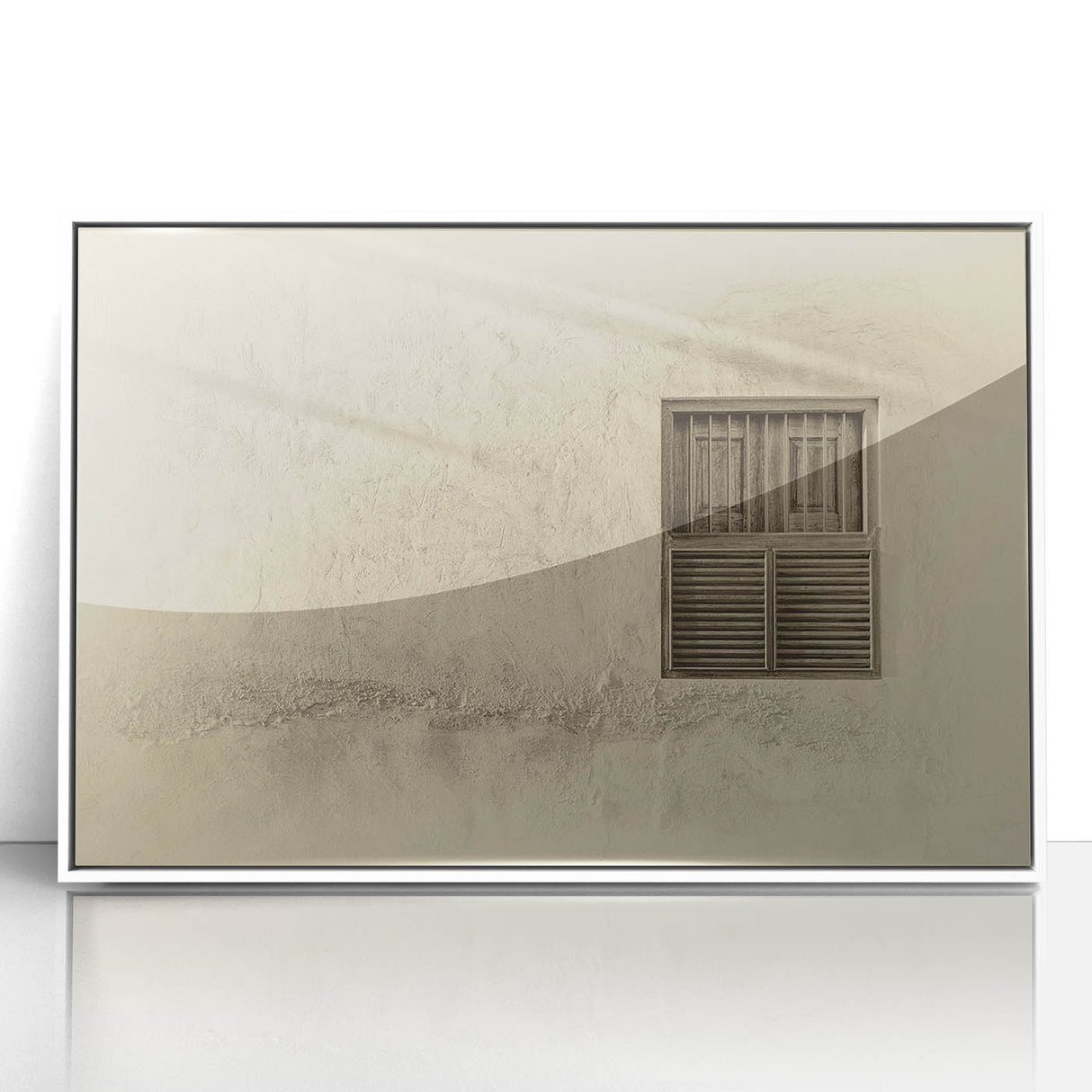 Acrylic print of a stylized Qatar skyline in art deco style, with muted pastels, ideal for modern art wall decor.