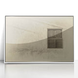 Acrylic print of a stylized Qatar skyline in art deco style, with muted pastels, ideal for modern art wall decor.