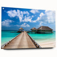 Large abstract acrylic print of Oceania Fiji scenery, in blue and green tones, ideal for bedroom or dining room decor.