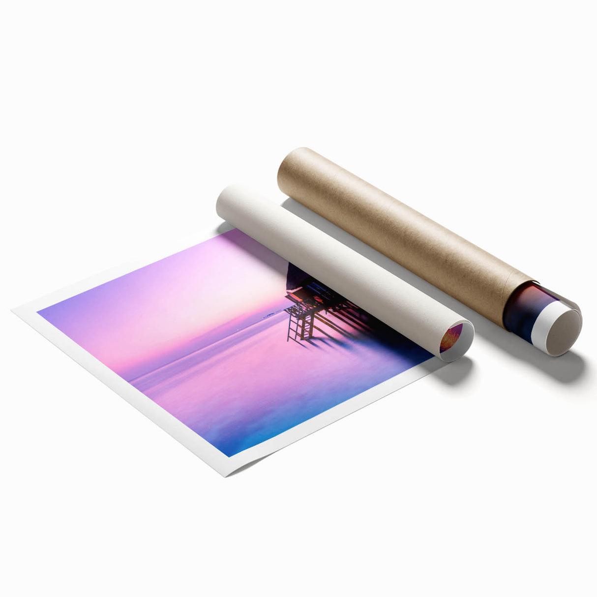 Extra large rolled print of Tahitian scenery with lush florals in vibrant greens and blues.