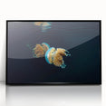Large abstract wall art depicting a dynamic oceanic scene in cool blue and gray tones on a framed acrylic print.