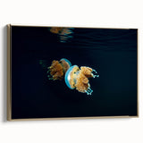 Framed canvas wall art depicting a serene Micronesian landscape in muted earth tones, ideal for bedroom decor.