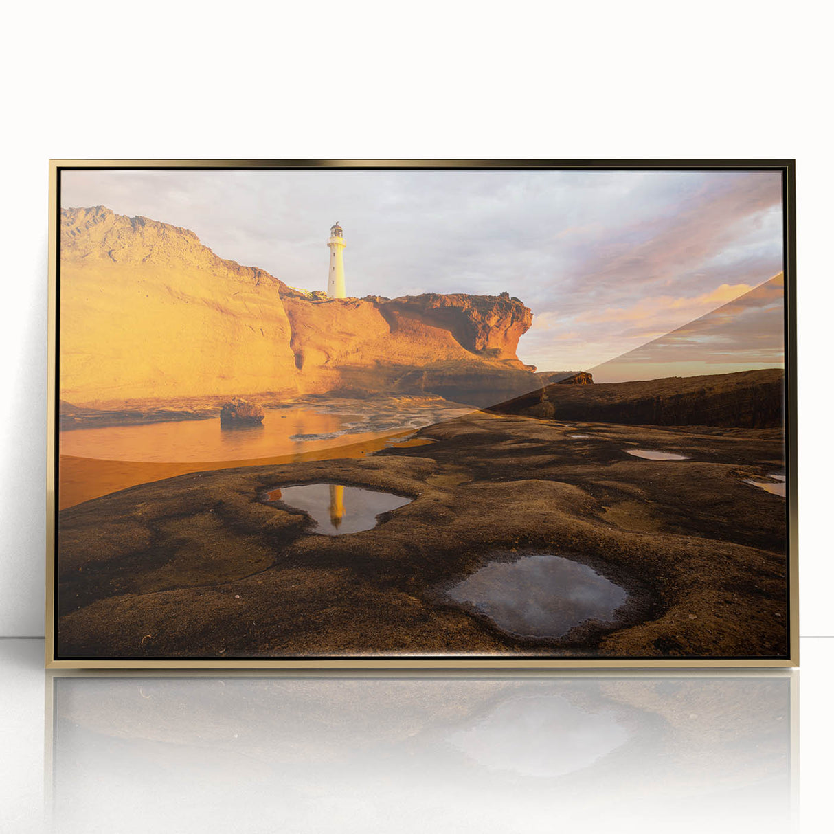 Large art print of Wellington, New Zealand in muted earth tones on a framed acrylic, perfect for modern art wall decor.