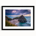 Extra large textured abstract art print of a colorful New Zealand West Coast scenery on a black framed canvas.