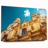 Large abstract wall art of Buenos Aires skyline in muted earth tones on acrylic glass.