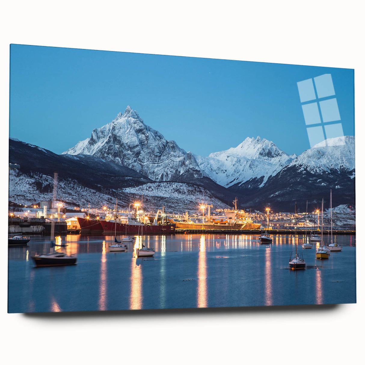 Large abstract wall art of a South American scenery in muted earth tones, printed on acrylic glass.