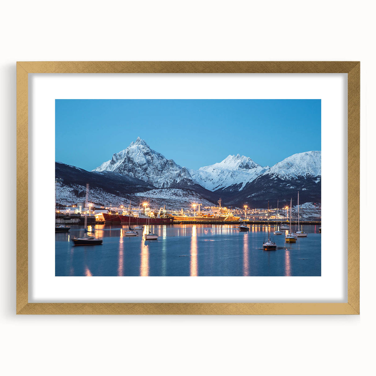 Extra large abstract art print of a textured South American landscape in gold frame, ideal for living room decor.