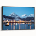 Black and white framed canvas of an Argentine landscape, ideal for bedroom wall decor with a vintage poster art style.
