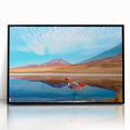 Large abstract wall art depicting a Bolivian landscape in muted earth tones on a framed acrylic print.