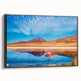 Black and white framed canvas featuring a vintage-style Bolivian landscape, ideal for bedroom wall art.