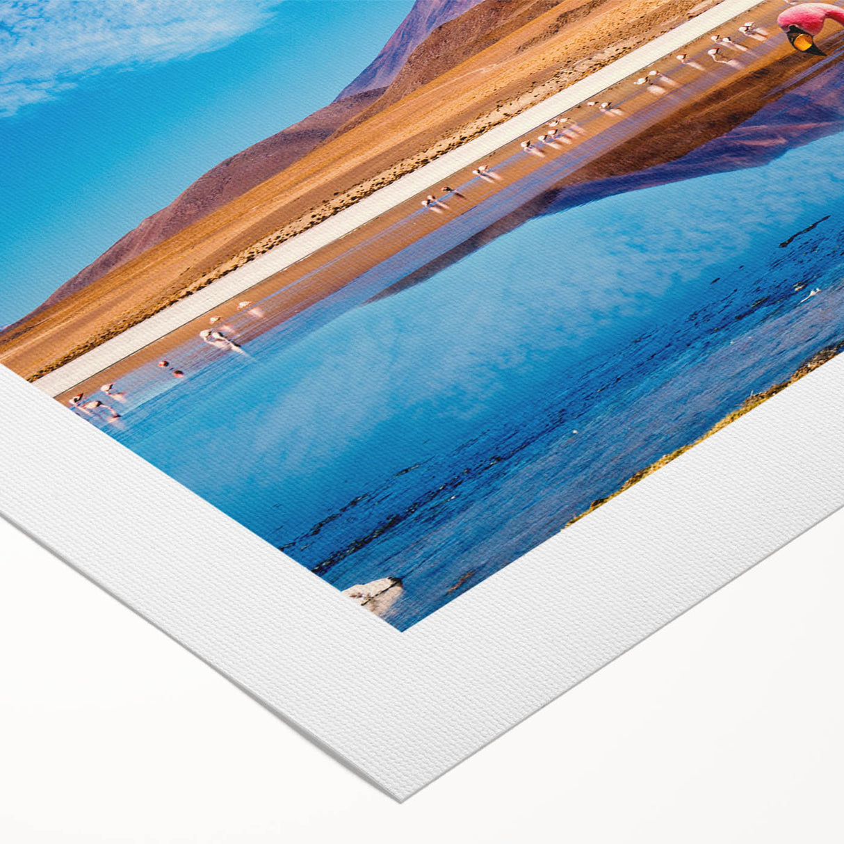 Art deco poster of a Bolivian landscape on rolled canvas, featuring earthy tones, ideal for dining room wall art.