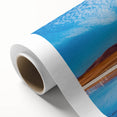 Art deco poster of a Bolivian landscape on rolled canvas, featuring muted earth tones.
