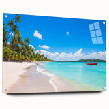 Acrylic print of abstract South American scenery in vibrant earth tones, ideal for dining room decor.