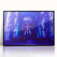 Large abstract wall art depicting a vibrant Colombian landscape in acrylic, framed in black.