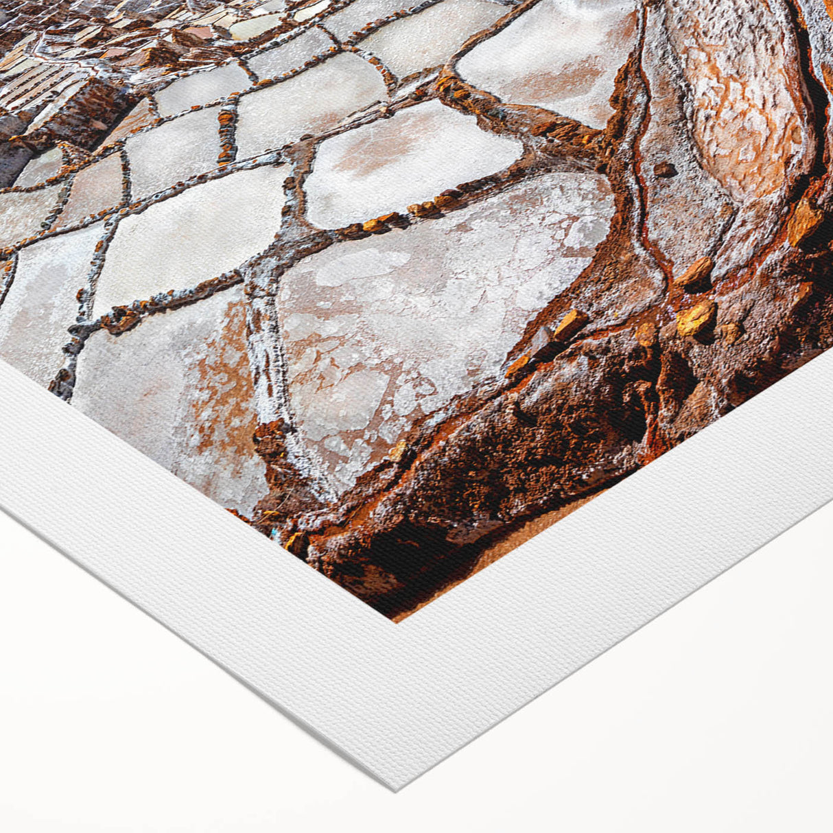 Art deco poster of a scenic view in Peru, featuring earthy tones on a rolled canvas, suitable for dining room wall art.