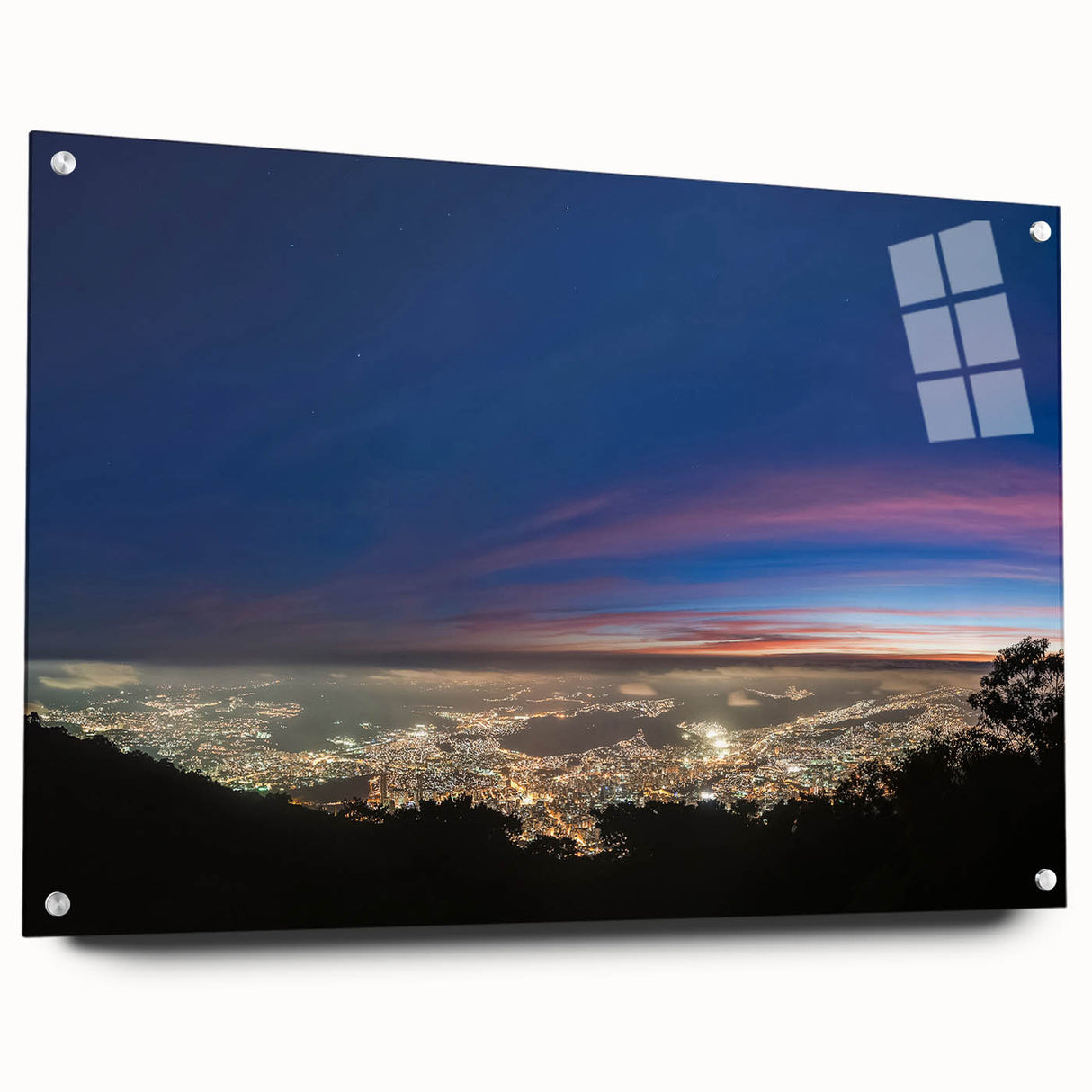Acrylic print of a large abstract depiction of a Venezuelan landscape in vibrant earth tones, ideal for dining room decor.