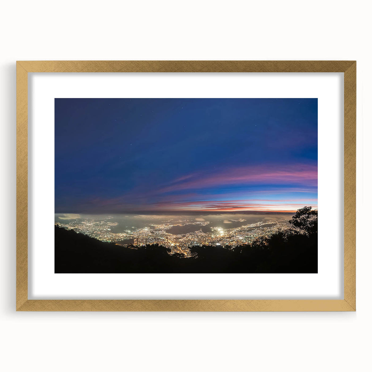 Extra large abstract art print featuring textured scenery of Venezuela, in muted earth tones on a framed canvas.