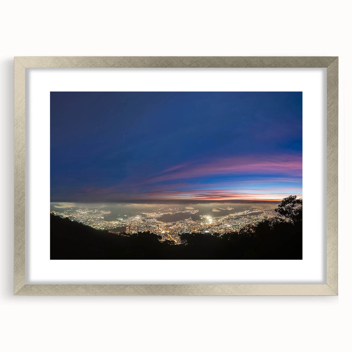 Textured abstract art print of a Venezuelan landscape in muted earth tones on a framed canvas, suitable for bedroom decor.