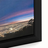 Framed canvas featuring a textured depiction of a Venezuelan landscape in black with vibrant, colorful accents.