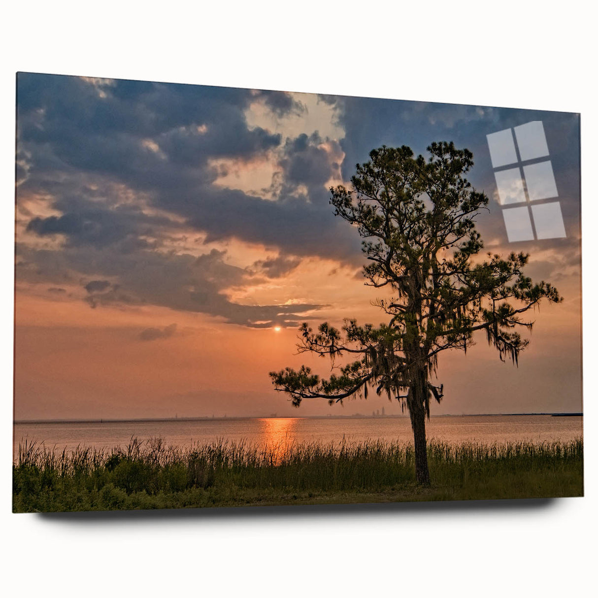 Large abstract wall art depicting the Alabama landscape in muted earth tones on acrylic glass.