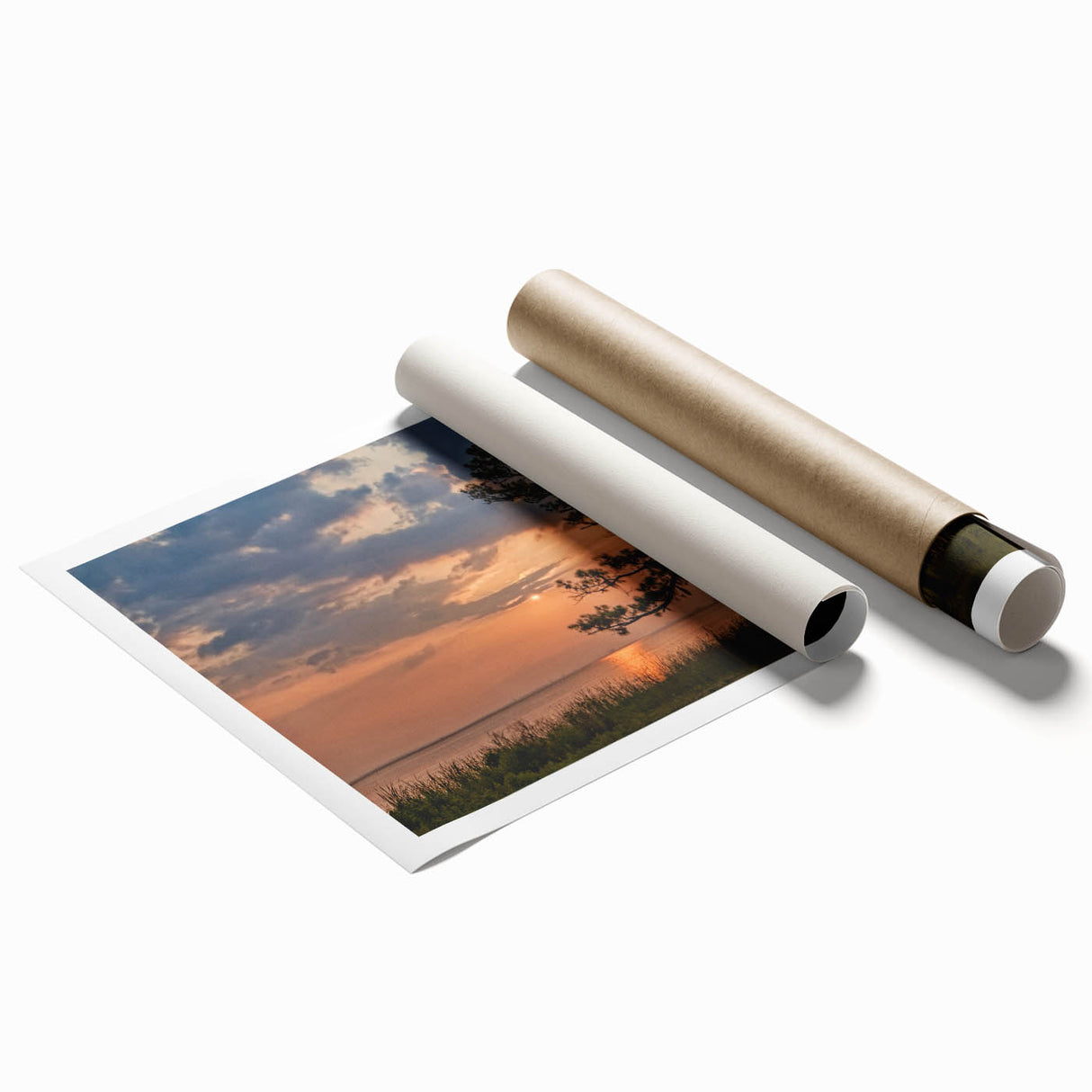 Large rolled canvas print featuring an Alabama landscape with vibrant floral elements, ideal for classy bathroom wall art.