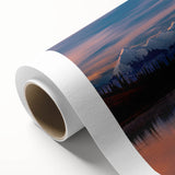Art deco poster of Denali, Alaska, in muted earth tones on rolled canvas, ideal for nursery wall art.