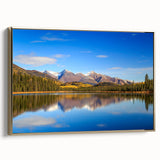 Framed canvas wall art featuring a vintage-style Alaskan landscape in muted gold and black tones, ideal for bedroom decor.