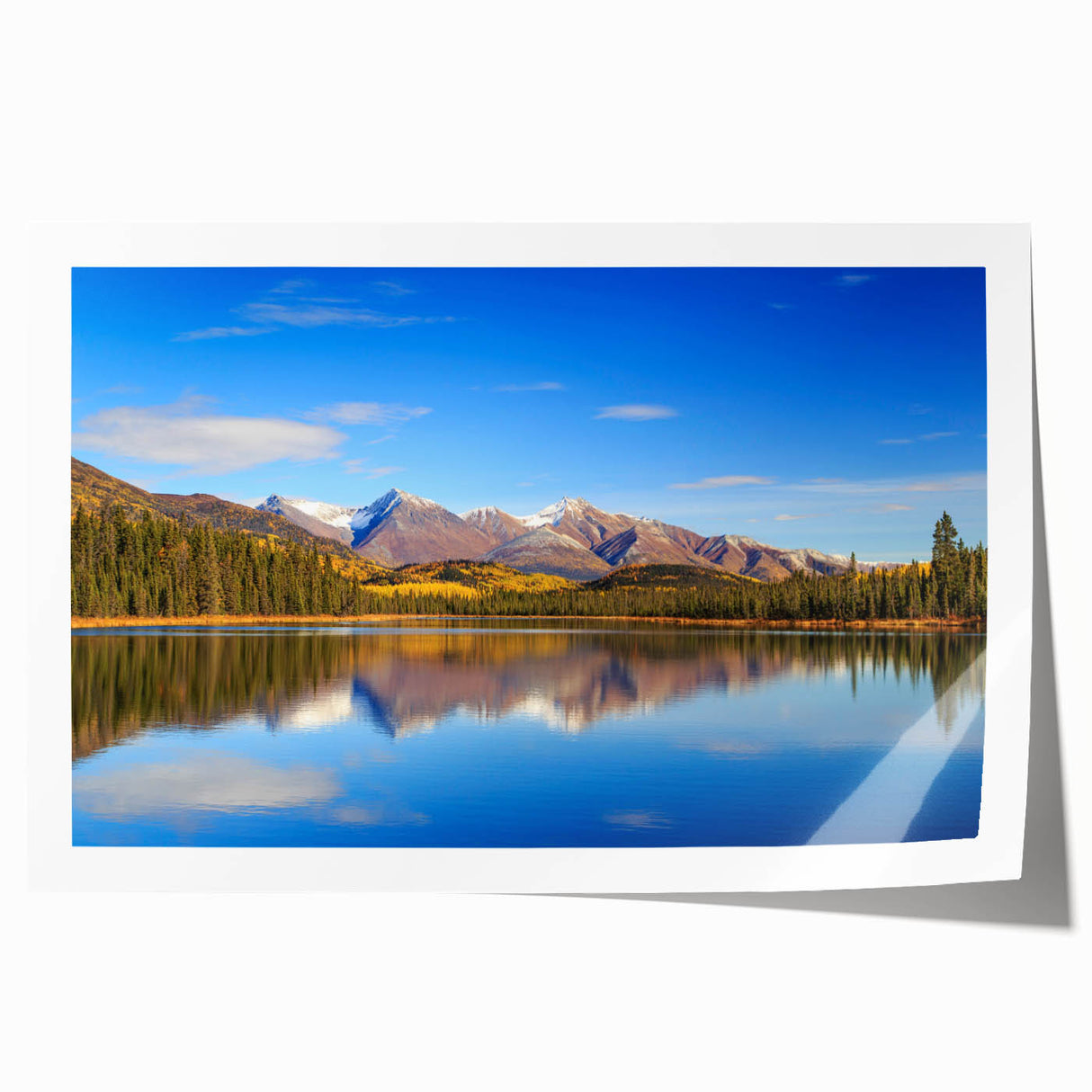 Extra large rolled print of Alaskan scenery with vibrant green and blue colors, ideal for art wall dining room.
