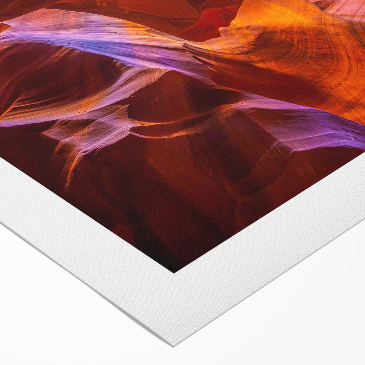 Art deco poster of Antelope Canyon in Arizona on rolled canvas, featuring earthy red and orange tones.